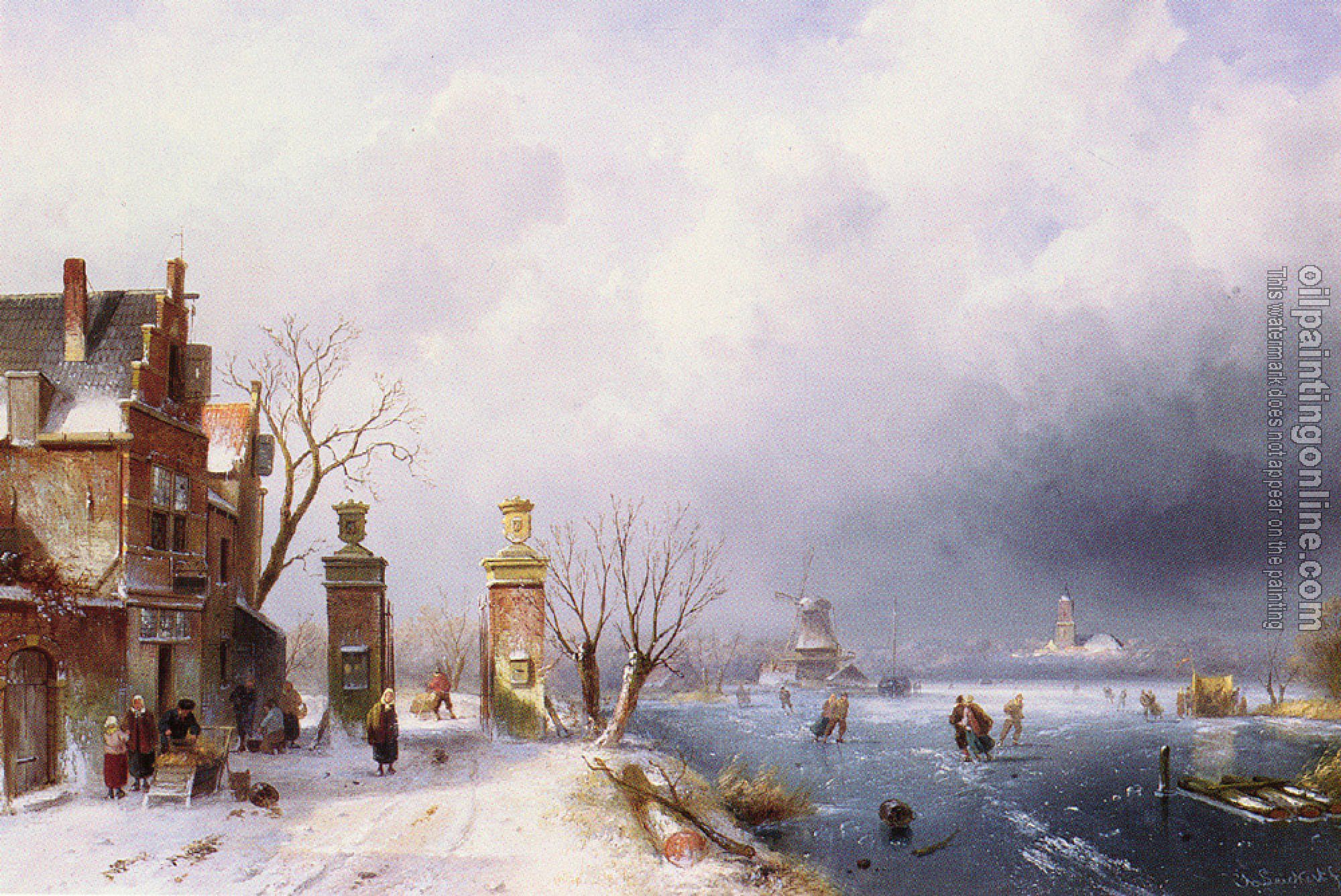 Leickert, Charles Henri Joseph - A Sunlit Winter Landscape